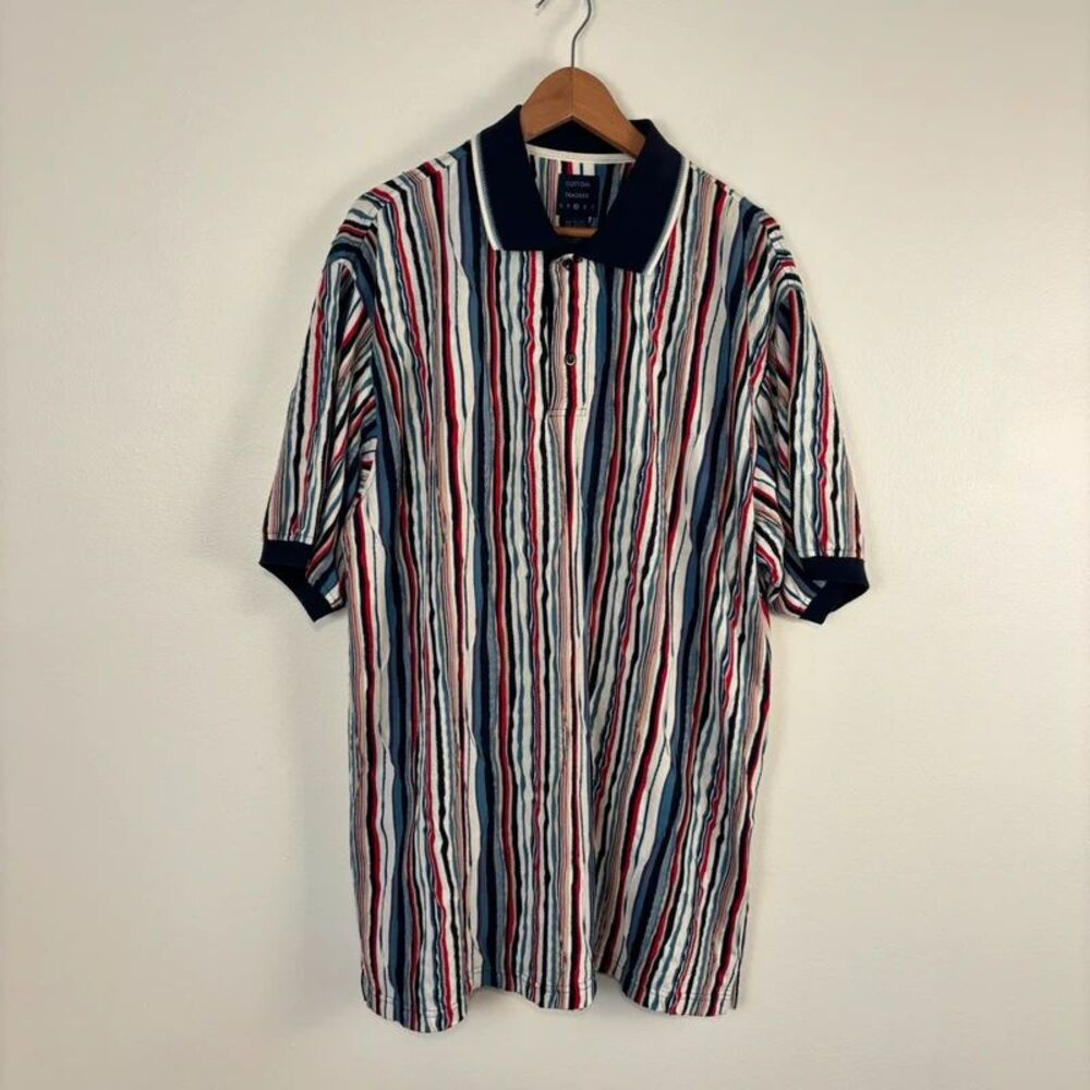 VTG 90s Cotton Traders XL/T Coogi Style Mens Polo Shirt Multicolor